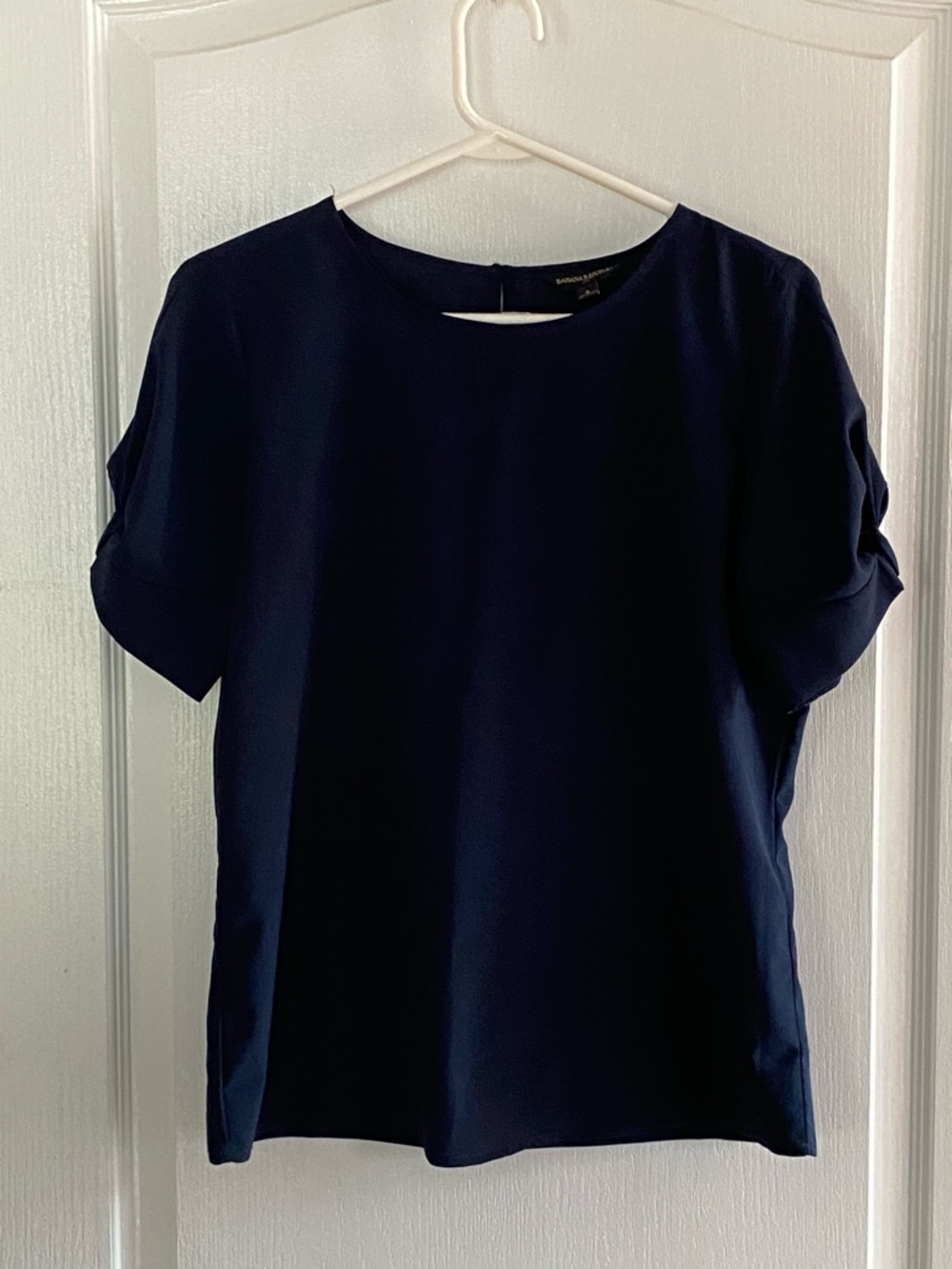 Banana Republic Navy Short-Sleeve Crewneck Blouse
